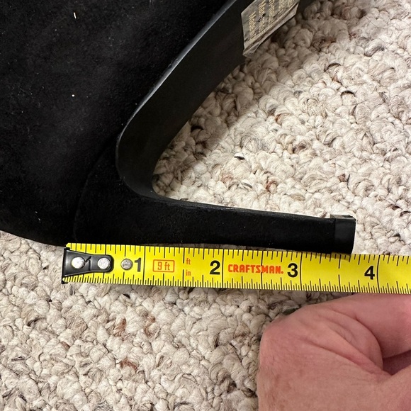 Brea Stiletto Heel Mid Calf Boots, Rhinestone Embellishments, Black, Size 8 - Picture 9 of 11